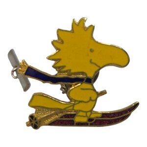 VTG Aviva Peanuts Woodstock Skiing Tie Tack Lapel Pin Chain Collectible